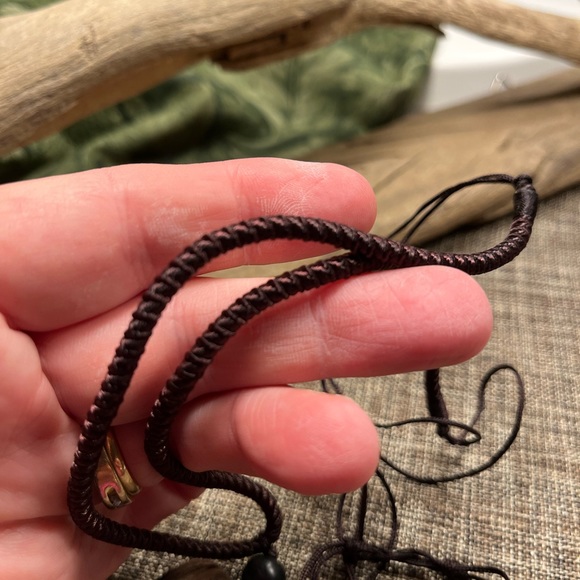 5208-HTT Handmade Sandalwood Natural Stone Pendant Necklace Long Adjustable New - Picture 9 of 10